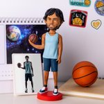 Figurine en Terre Cuite Personnalisée avec Photo Cadeau Anniversaire Noël pour Amoureux des Sports de Balle