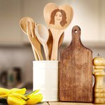 Gepersonaliseerde foto hartvormige houten lepel