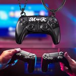 Gepersonaliseerde Gamepad Magnetische Hanger Halsketting met Gegraveerde Initialen Valentijnsdag Cadeau voor Game Koppel