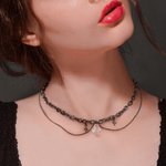 Pendentif Personnalisé avec Initiale Tour de Cou Collier avec Cristal en Style Gothique Cadeau d'Anniversaire pour Femme
