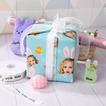 Papier d'Emballage avec Carottes Oeufs de Pâques Personnalisé avec Photo Cadeau d'Anniversaire de Pâques pour les Enfants Famille
