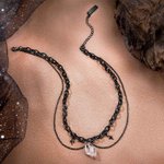 Pendentif Personnalisé avec Initiale Tour de Cou Collier avec Cristal en Style Gothique Cadeau d'Anniversaire pour Femme