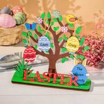 Panneau d'Arbre en Bois Personnalisé avec Nom ou Texte sur les Œufs Pâques Cadeau de Décoration pour Famille et Enfant