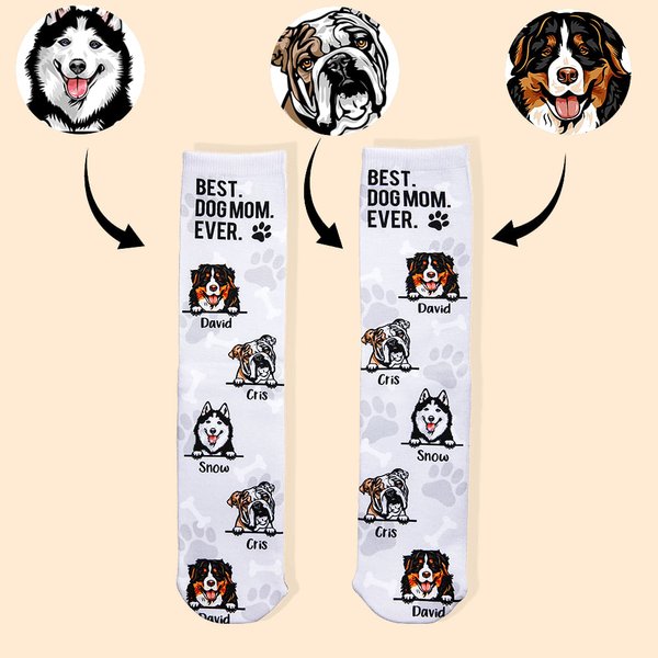 Personalisierte mehrfarbige Hundekopf Foto Unisex Socken