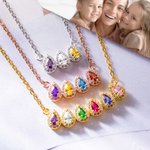 Personalised Family Drop Shape 1-12 Birthstones Necklace Gift for Her