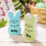 Set 1-10 Blocs Lapin en Bois Décor de Maison Personnalisé avec Nom Cadeau de Pâques pour Enfants Famille