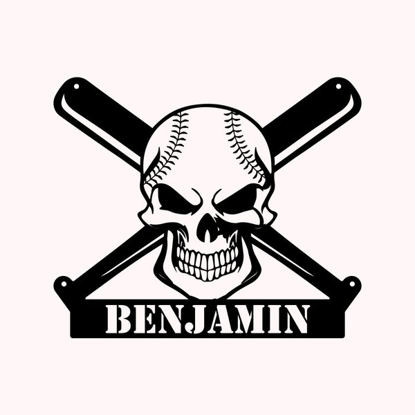 Custom Baseball Metal Wall Art Name Sign Decoration