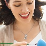 Collier Gravé Initiale en Lapin Collier Personnalisé avec Nom Cadeau Anniversaire Pâques pour Enfant Ami Famille