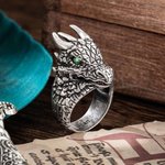 Anello da uomo con pietra di nascita del drago gotico medievale
