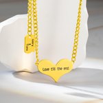 Hjärtformat halsband med tryck för par med kvadratisk skiva