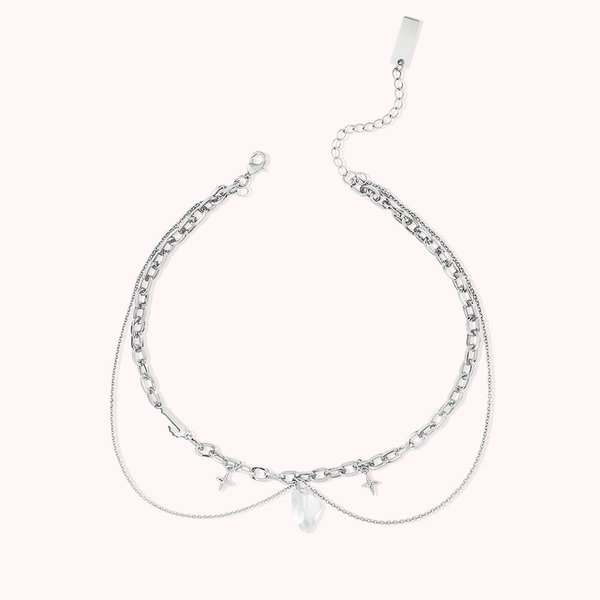 Pendentif Personnalisé avec Initiale Tour de Cou Collier avec Cristal en Style Gothique Cadeau d'Anniversaire pour Femme