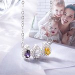 Personalised Family Drop Shape 1-12 Birthstones Necklace Gift for Her