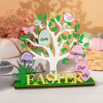 Panneau d'Arbre en Bois Personnalisé avec Nom ou Texte sur les Œufs Pâques Cadeau de Décoration pour Famille et Enfant