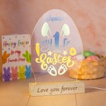 Veilleuse Design Oeuf de Pâques Décor Personnalisé avec Nom Cadeau pour Enfants