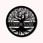 Personalised Family Sign Metal Wall Art Tree of Life Decoration
