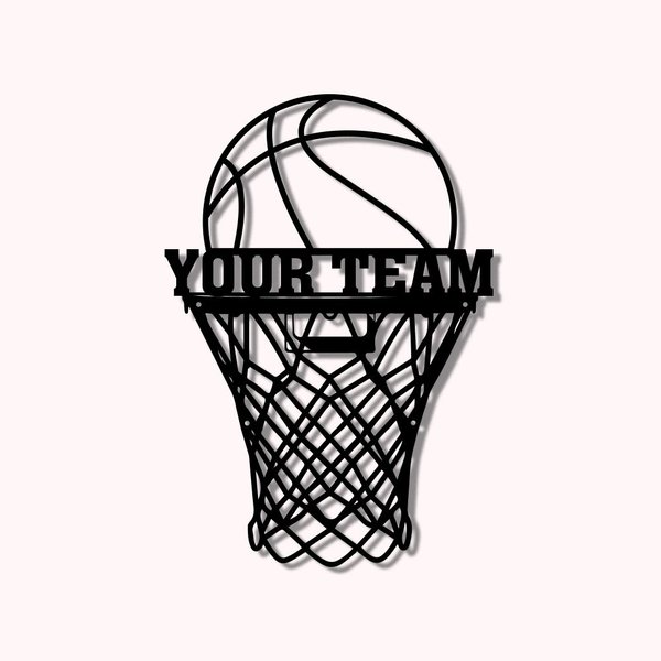 Panneau en Panier de Basket Personnalisé avec Nom Décoration Murale Art Métal Cadeau Anniversaire pour Amoureux de Basket-ball