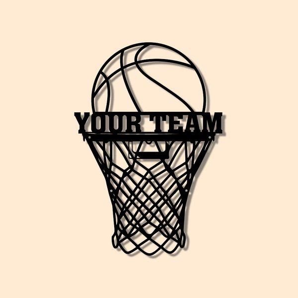 Aangepaste naam basketbal hoepel muur decor metalen muur kunst