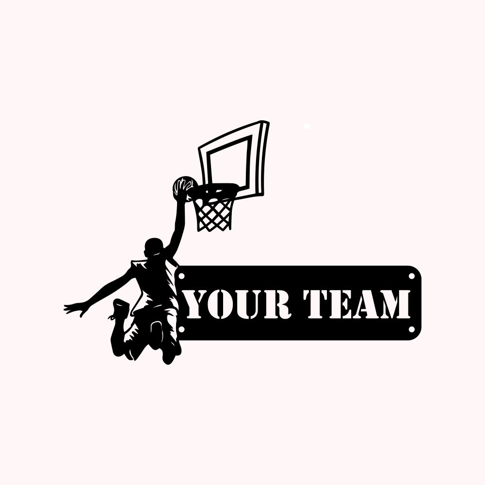 Maßgeschneidertes Basketballspieler Metallwanddekor Namensschild Dekoration