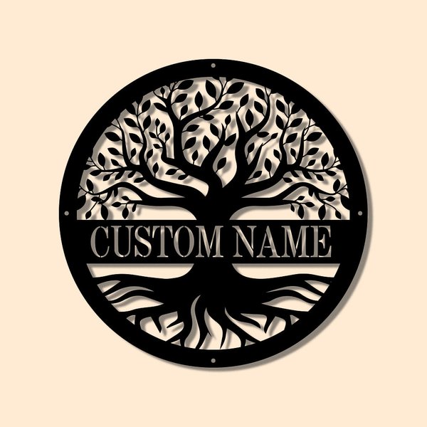 Signo de familia personalizado Decoración de pared en metal Árbol de la vida