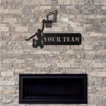 Aangepaste man basketbalspeler metalen wanddecoratie naam teken decoratie