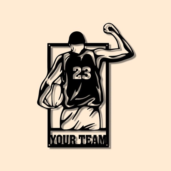 Gepersonaliseerde Basketballer Muurkunst Cadeau voor Jongen en Man