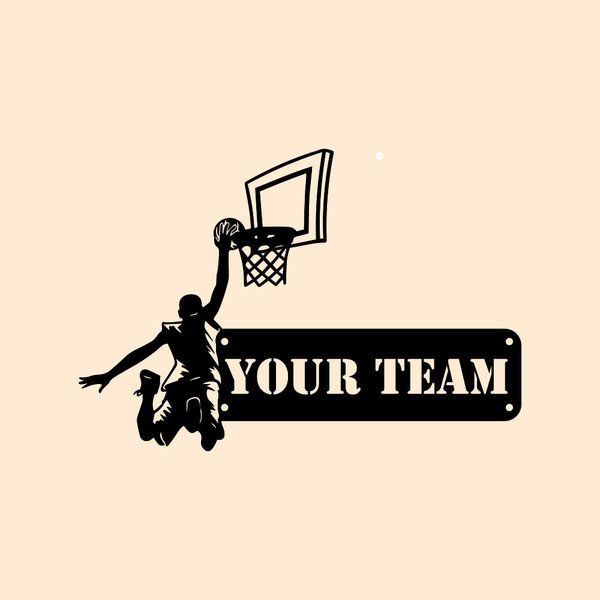 Aangepaste man basketbalspeler metalen wanddecoratie naam teken decoratie