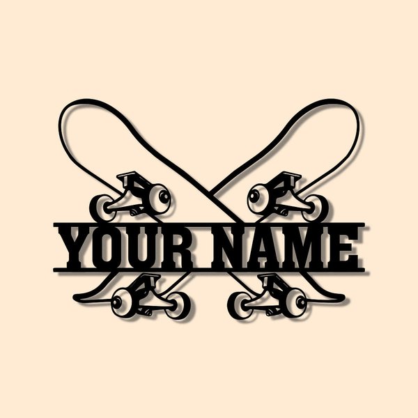 Custom Skateboard Nombre Sign Skateboarding Decoración de la habitación Metal Wal Art