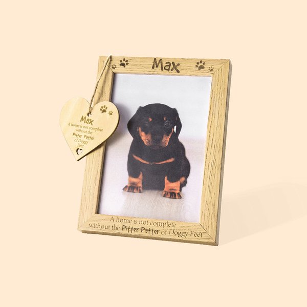 Cadre photo personnalisé pour chien et plaque en bois