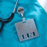 Gepersonaliseerde Intrekbare Glitter ID Badgehaspel en Badge Buddy