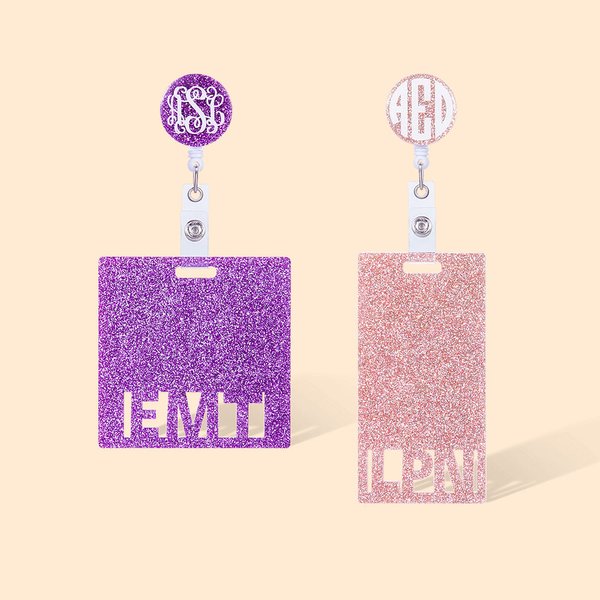 Gepersonaliseerde Intrekbare Glitter ID Badgehaspel en Badge Buddy