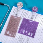 Gepersonaliseerde Intrekbare Glitter ID Badgehaspel en Badge Buddy