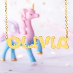 Collier Personnalisé avec Prénom en Licorne Cadeau Anniversaire Fête des Mères pour Elle