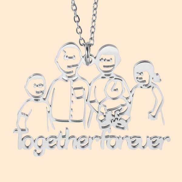 Personalised Children's Drawing Graffiti Necklace Gift for Mom Grandma