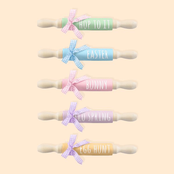 Aangepaste Rae Dunn geïnspireerde Pasen Mini Rolling Pins Paasdecoraties Trapsgewijs Dienblad Decoratie 2 te koop