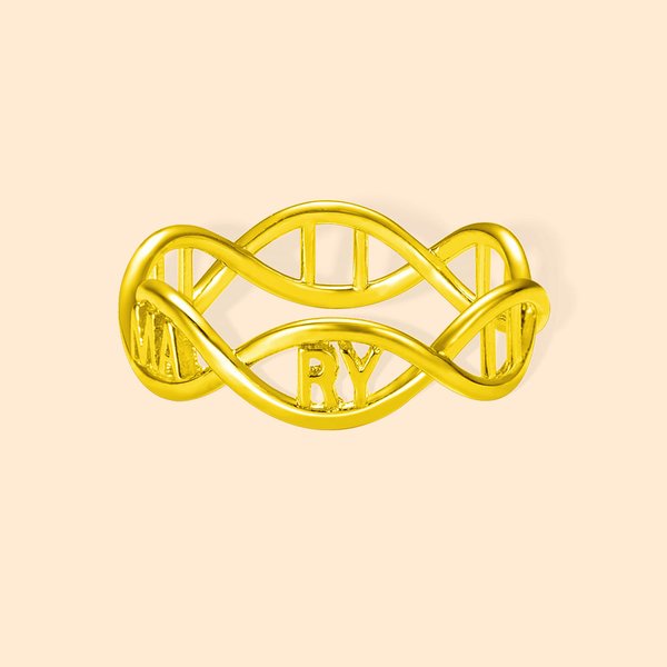 Anello a doppia elica di DNA con nome della molecola personalizzata