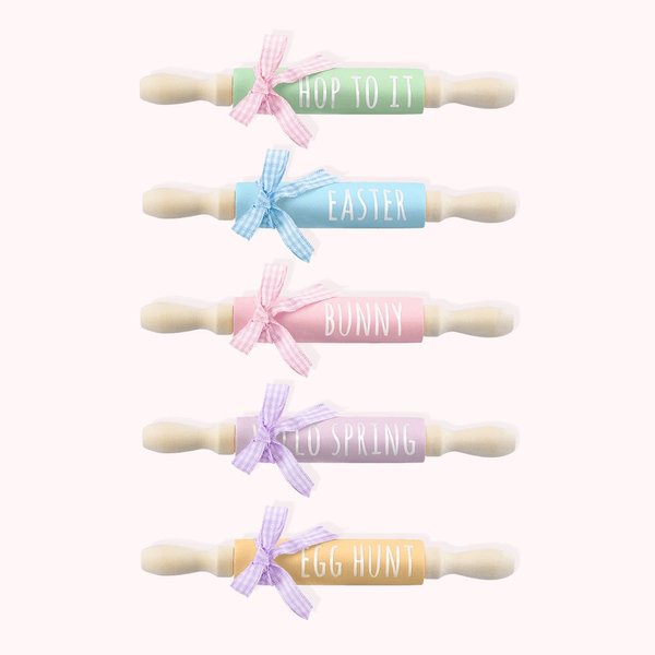Mini Rouleaux à Pâtisserie Style Rae Dunn Décoration Personnalisée avec Texte Cadeau de Pâques pour Famille Pâtissier