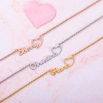 Chaîne Personnalisé Prénom Collier avec Breloque en Forme de Coeur Cadeau d'Anniversaire pour Elle