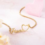 Chaîne Personnalisé Prénom Collier avec Breloque en Forme de Coeur Cadeau d'Anniversaire pour Elle