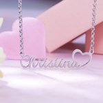 Chaîne Personnalisé Prénom Collier avec Breloque en Forme de Coeur Cadeau d'Anniversaire pour Elle