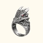 Anello da uomo con pietra di nascita del drago gotico medievale