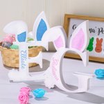 Décoration à l'Oreille du Lapin Personnalisée avec Initiale du Nom Cadeau de Pâques pour Enfant