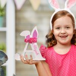 Décoration à l'Oreille du Lapin Personnalisée avec Initiale du Nom Cadeau de Pâques pour Enfant