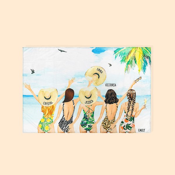 Customized Besties' Back Strand Vakantie Stijl Multifunctioneel Wandkleed