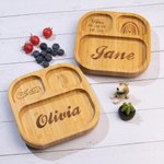 Personalised Square Bamboo Suction Plates for Baby