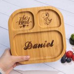 Personalised Square Bamboo Suction Plates for Baby