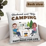 Funda de cojín personalizada con el nombre del marido y la mujer que acampan juntos para toda la vida Regalo de San Valentín para parejas