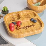 Personalised Square Bamboo Suction Plates for Baby