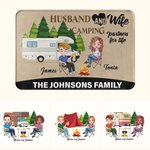 Personalized Camping Partners for Life Doormat with Forest Campfire Elements Couple Theme Home Decoration Gift for Camping Enthusiast