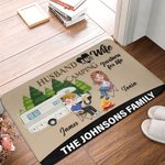 Personalized Camping Partners for Life Doormat with Forest Campfire Elements Couple Theme Home Decoration Gift for Camping Enthusiast
