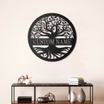 Signo de familia personalizado Decoración de pared en metal Árbol de la vida